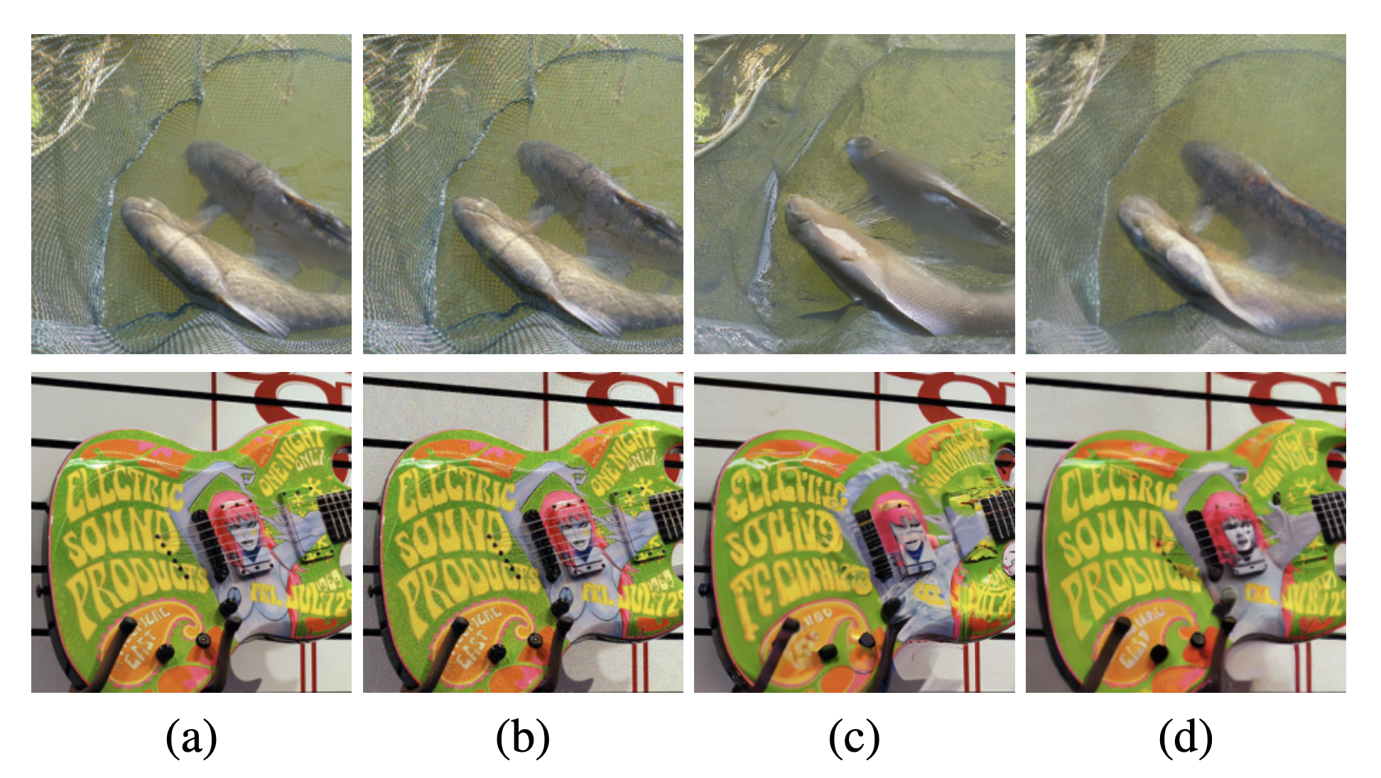 A quality comparison of purified images. Whether dealing with natural textures or artificial details, the traditional method DiffPure (column c) leads to significant blurring and loss of detail. In contrast, the images purified by OSCP (column d) are clear and sharp, far surpassing traditional methods in visual quality and being nearly indistinguishable from the original clean images (column a). Image source: (Lei et al., 2024)